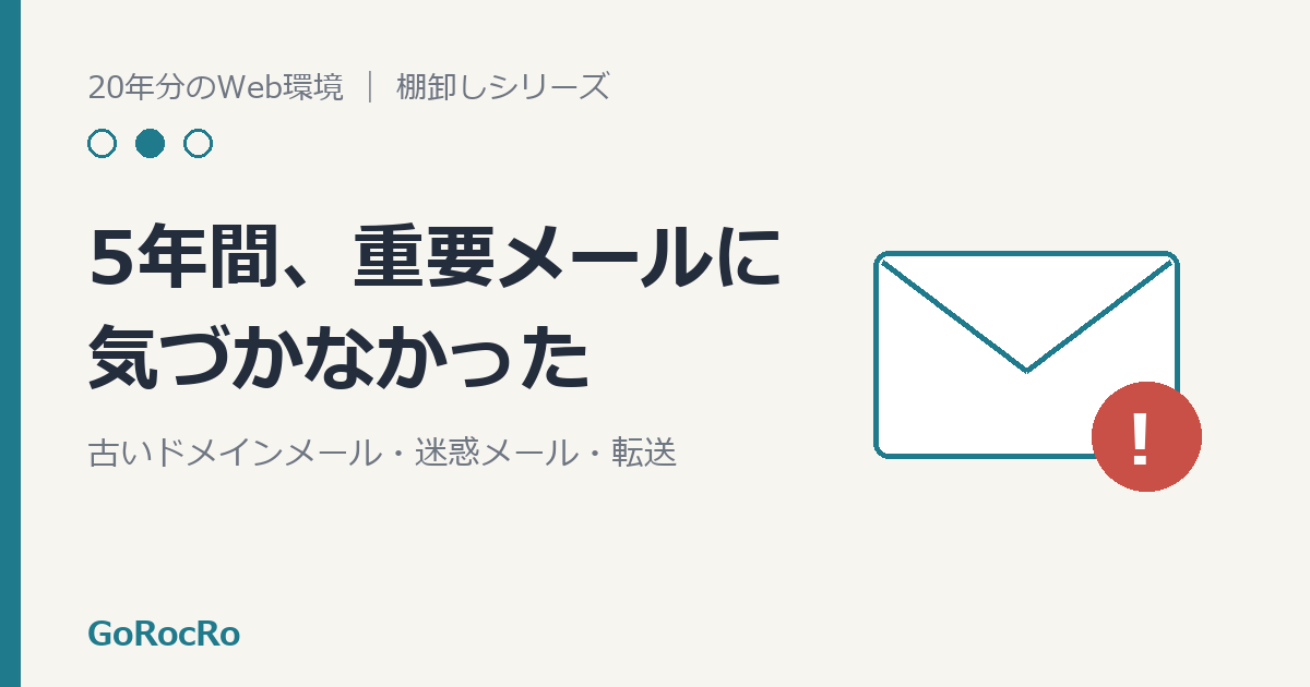 古いドメインのメールと迷惑メールを表す、警告マークの付いた封筒のイラスト